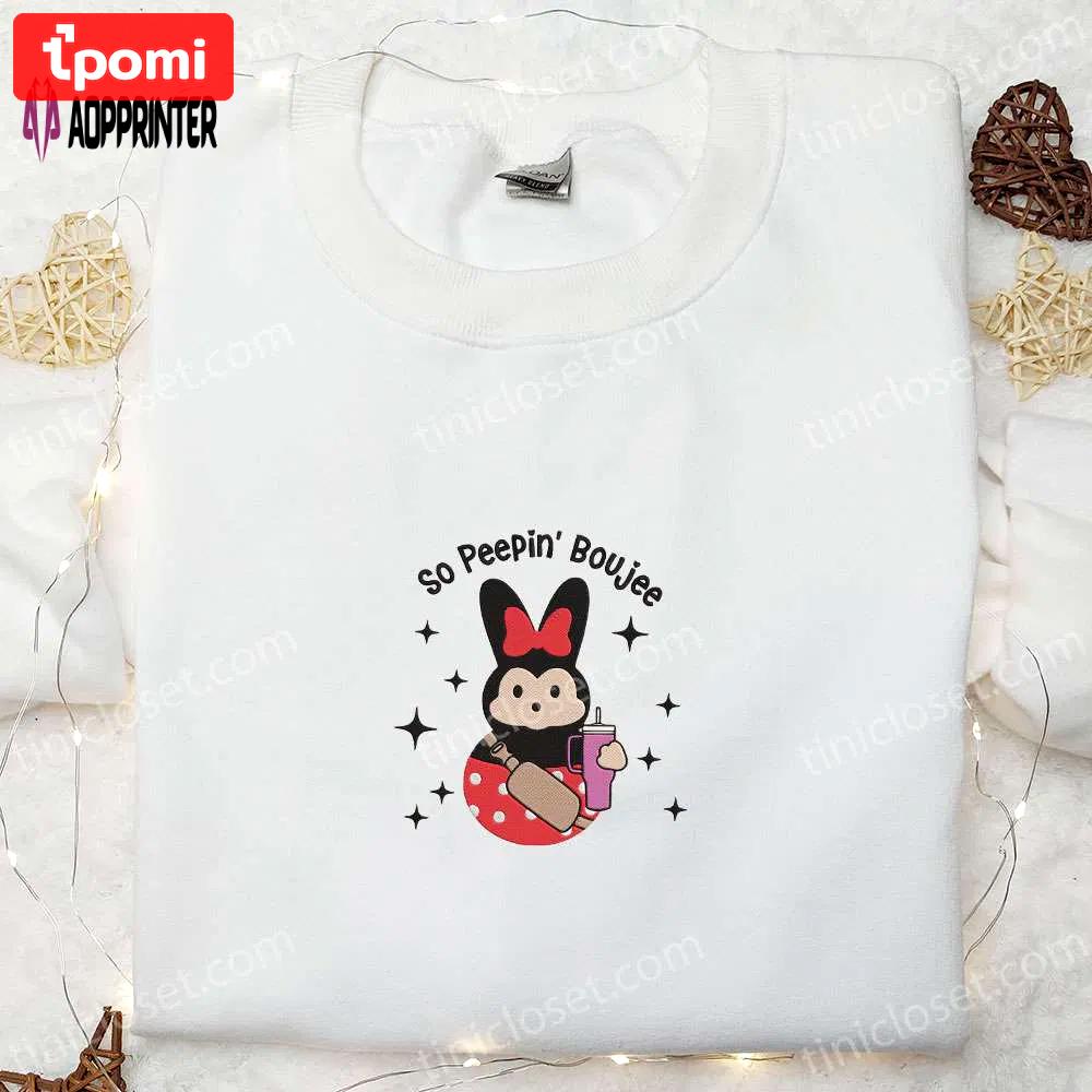 Stylish minnie so peepin’ boojee shirt & thanksgiving hoodie: best holiday gift ideas Embroidered Shirt