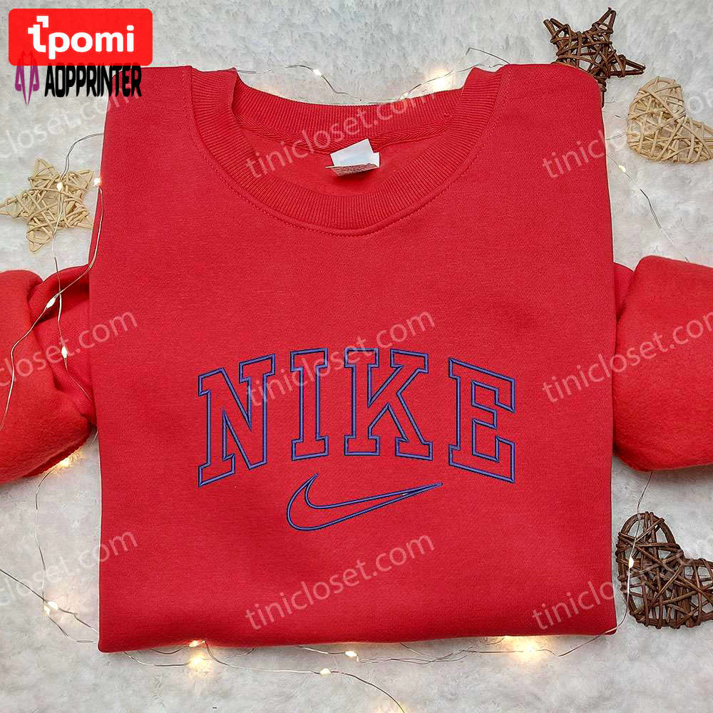 Stylish nike inspired embroidered sweatshirt – perfect family gift! Embroidered Shirt