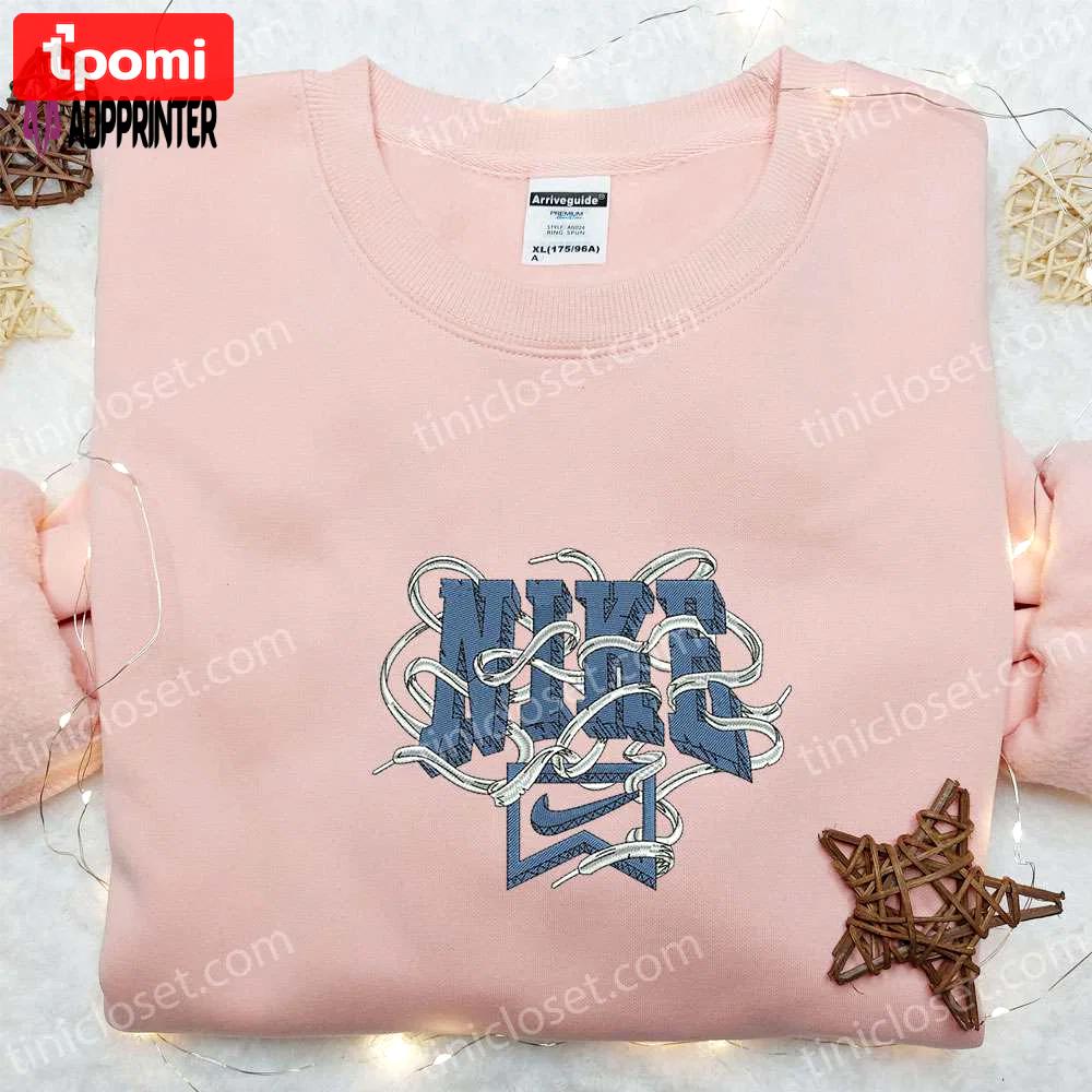 Stylish shoelace x nike embroidered shirt sweatshirt & hoodie – custom nike inspired embroidery Embroidered Shirt