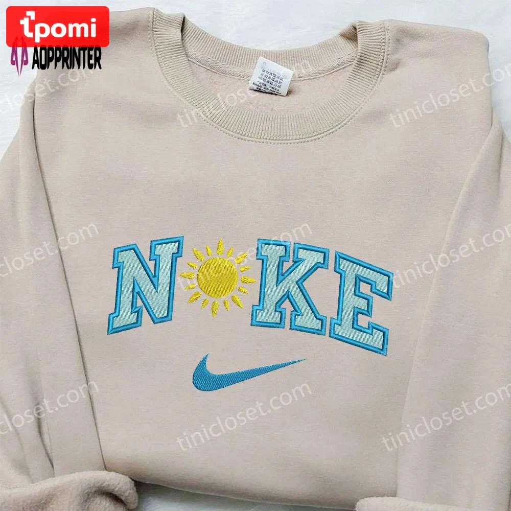 Sun flower x nike embroidered sweatshirt – best nike inspired shirt for family perfect birthday gift Embroidered Shirt