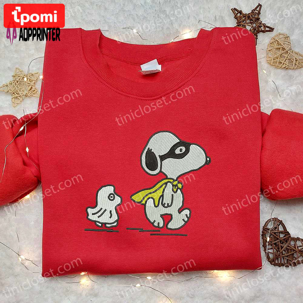 Super snoopy embroidered t-shirt & peanuts cartoon hoodie: best family gift ideas Embroidered Shirt