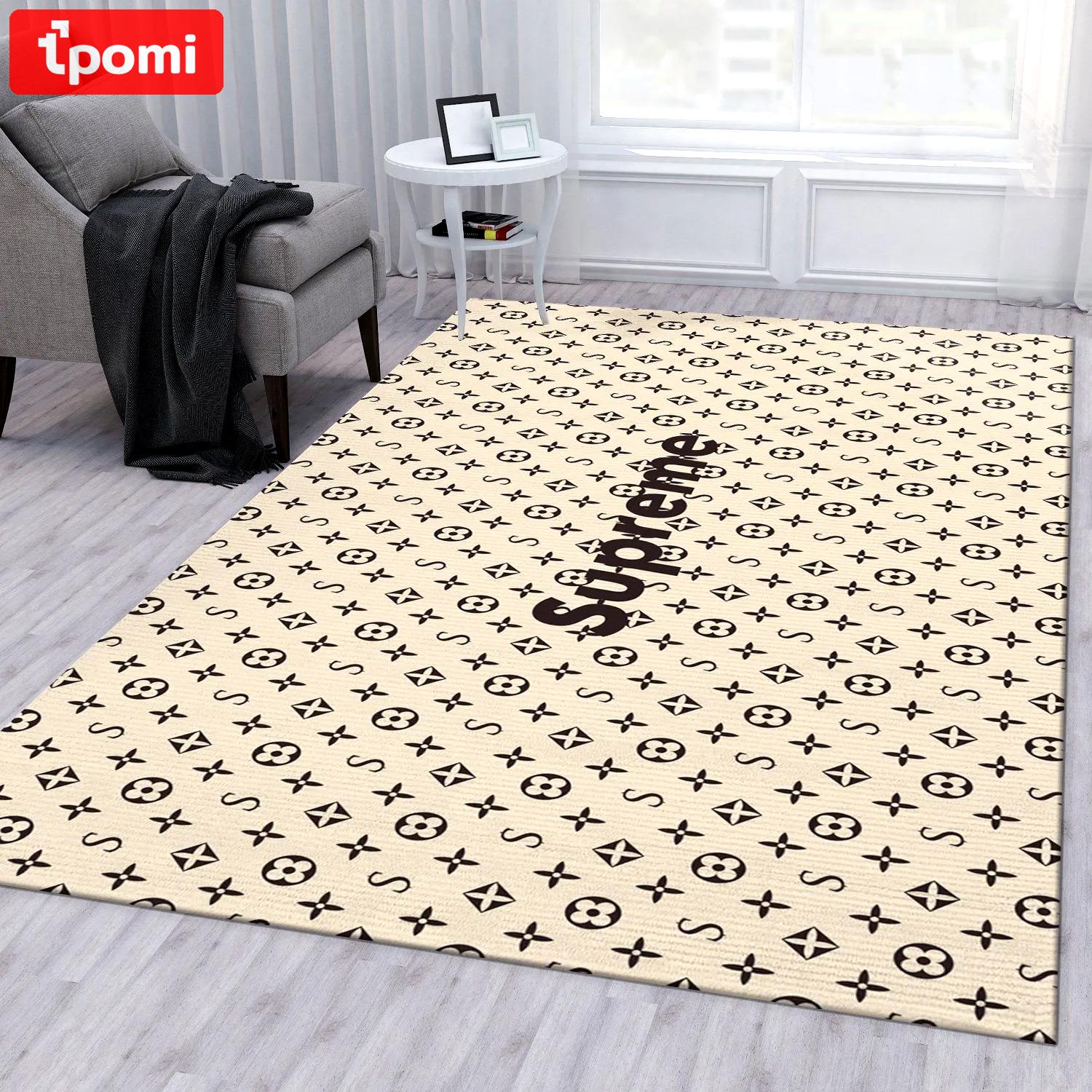 Supereme x louis vuitton logo type 164. Upgrade Your Living Room with Luxury Home Decor: Area Carpets, Floor Decor, Door Mats, and Hot Gift Items with style a High-End Fashion Brand Rectangle Rug