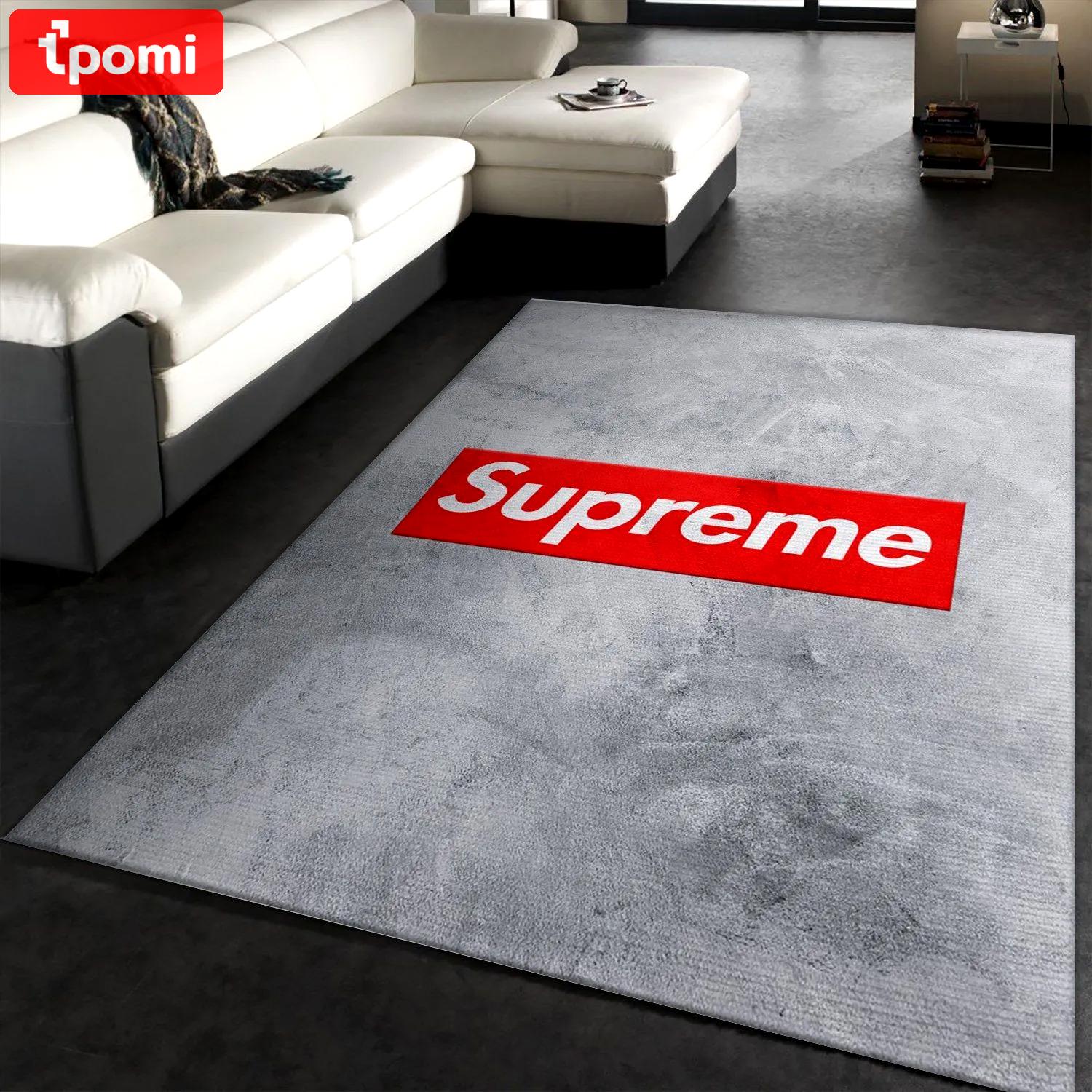 Supreme logo type 131. Upgrade Your Living Room with Luxury Home Decor: Area Carpets, Floor Decor, Door Mats, and Hot Gift Items with style a High-End Fashion Brand Rectangle Rug