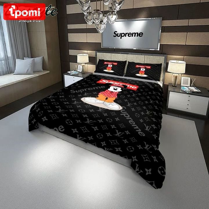 Supreme mickey mouse logo type 1969 Bedding Sets bed linen premium fashion brand hyperbeast Bedroom bedspread blankets luxury ideas sheets duvet covers home decor bedclothes