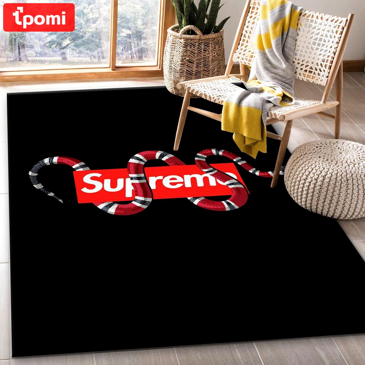 Supreme x gucci logo type 111. Upgrade Your Living Room with Luxury Home Decor: Area Carpets, Floor Decor, Door Mats, and Hot Gift Items with style a High-End Fashion Brand Rectangle Rug