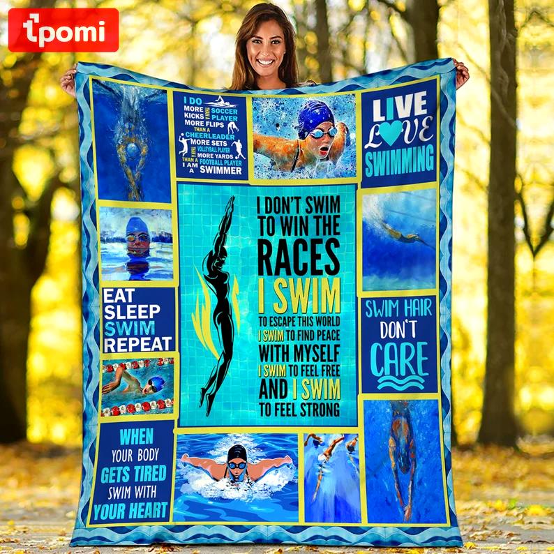 Swimming swim swimmer fleece blanket quilt Quilt Blanket