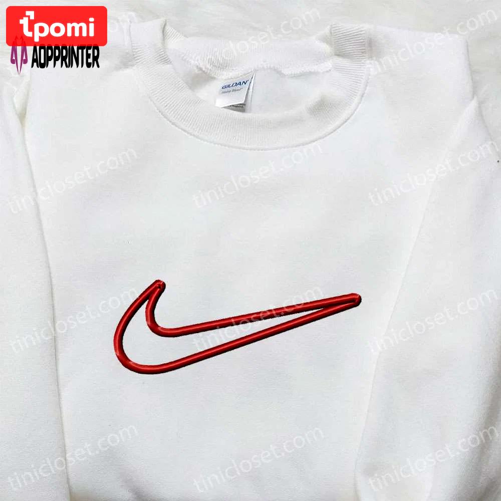 Swoosh nike embroidered shirt sweatshirt & custom hoodie: nike inspired customizable apparel Embroidered Shirt
