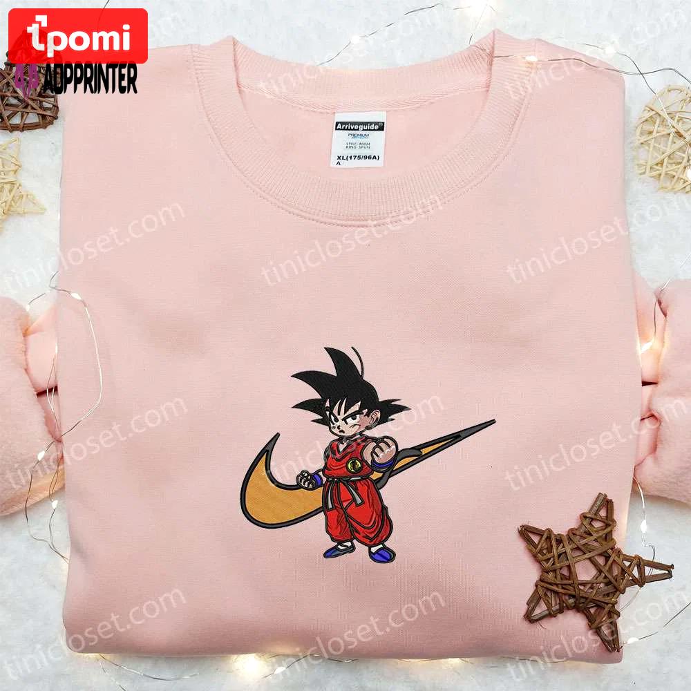Swoosh x goku kid anime hoodie: best family gift custom nike t-shirt Embroidered Shirt