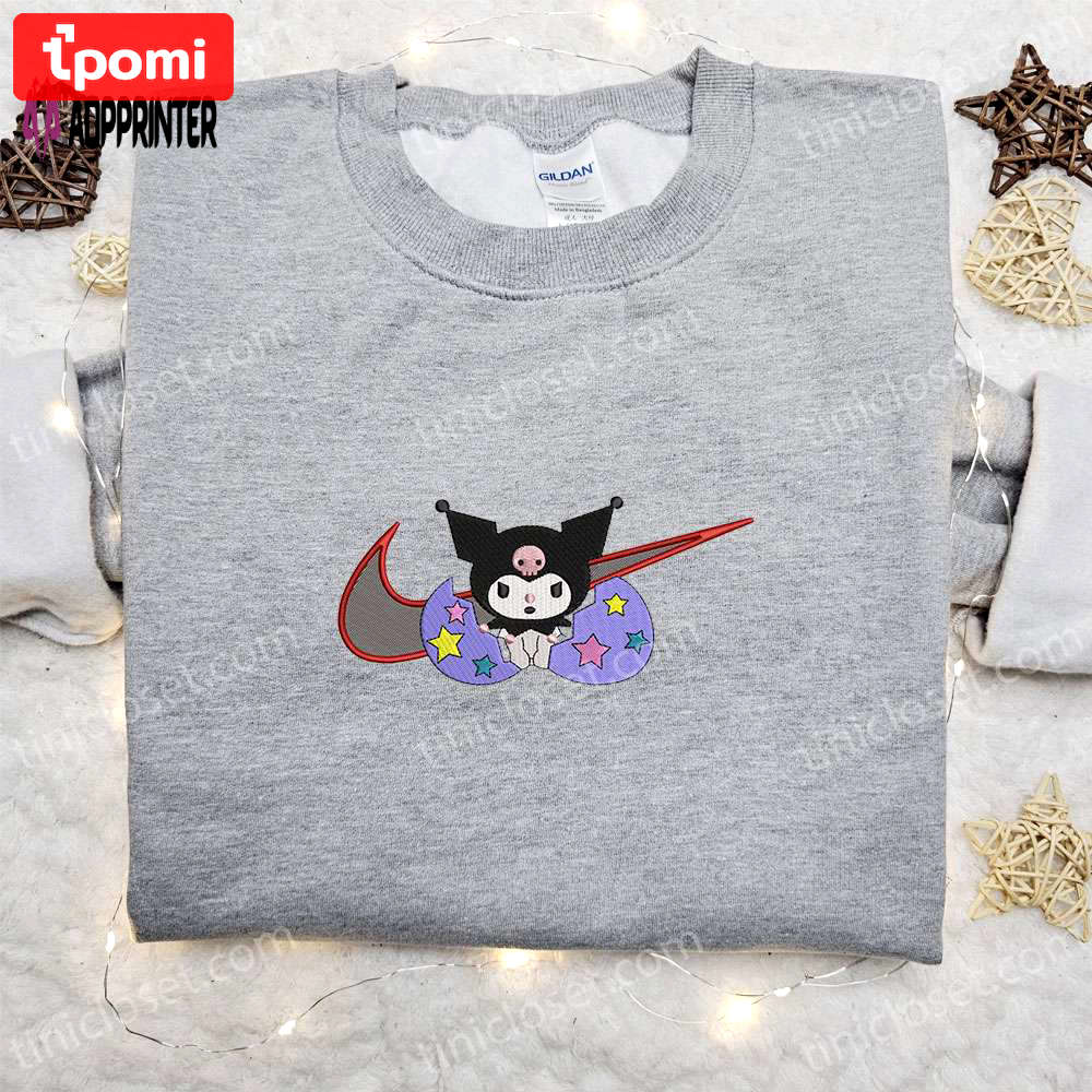 Swoosh x kuromi cartoon sweatshirt hello kitty embroidered shirt best birthday gift ideas for family Embroidered Shirt