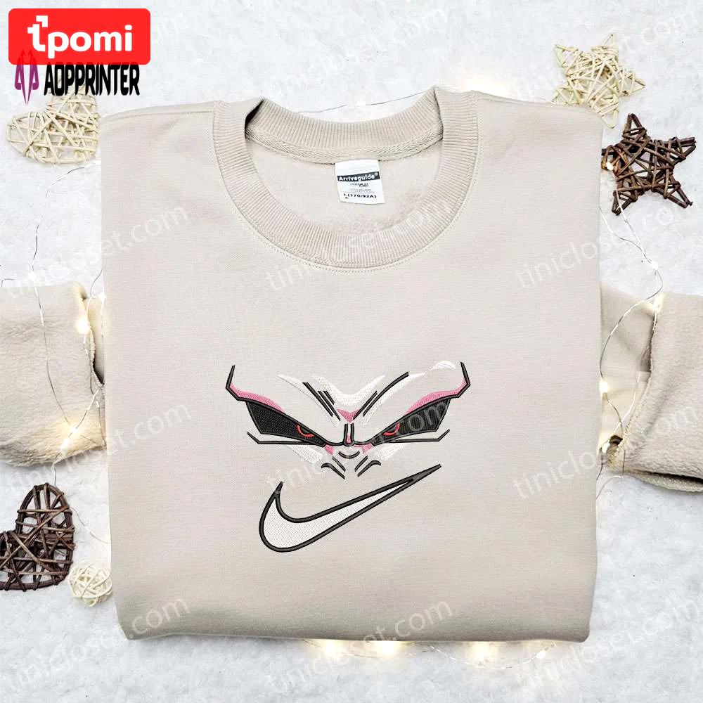 Swoosh x majin buu face embroidered sweatshirt dragon ball anime shirt – best gift ideas for all occasions Embroidered Shirt