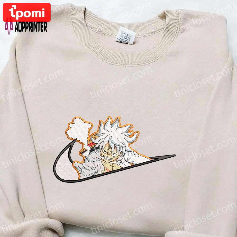 Swoosh x monkey d luffy gear 5 embroidered sweatshirt: one piece shirt perfect family gift Embroidered Shirt