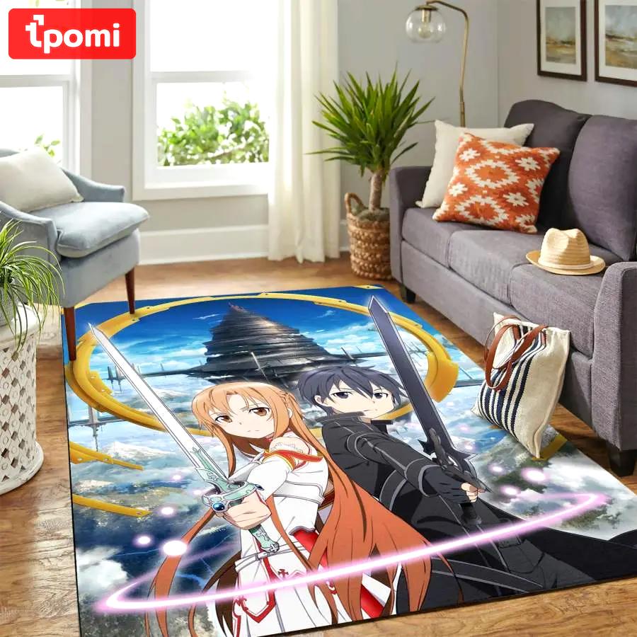 Sword art online manga anime area rug living room rug home decor 2003034 Rectangle Rug