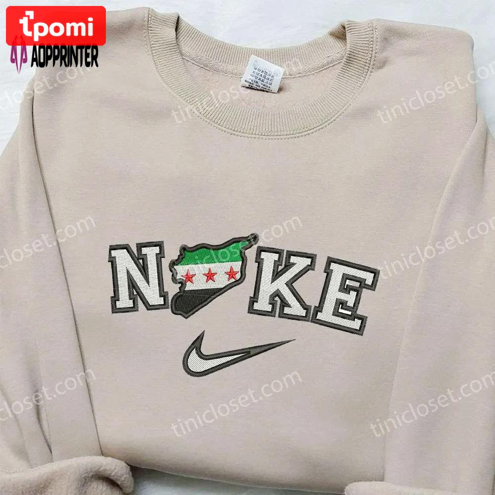 Syria map x nike: embroidered sweatshirt national flag & inspired shirt Embroidered Shirt