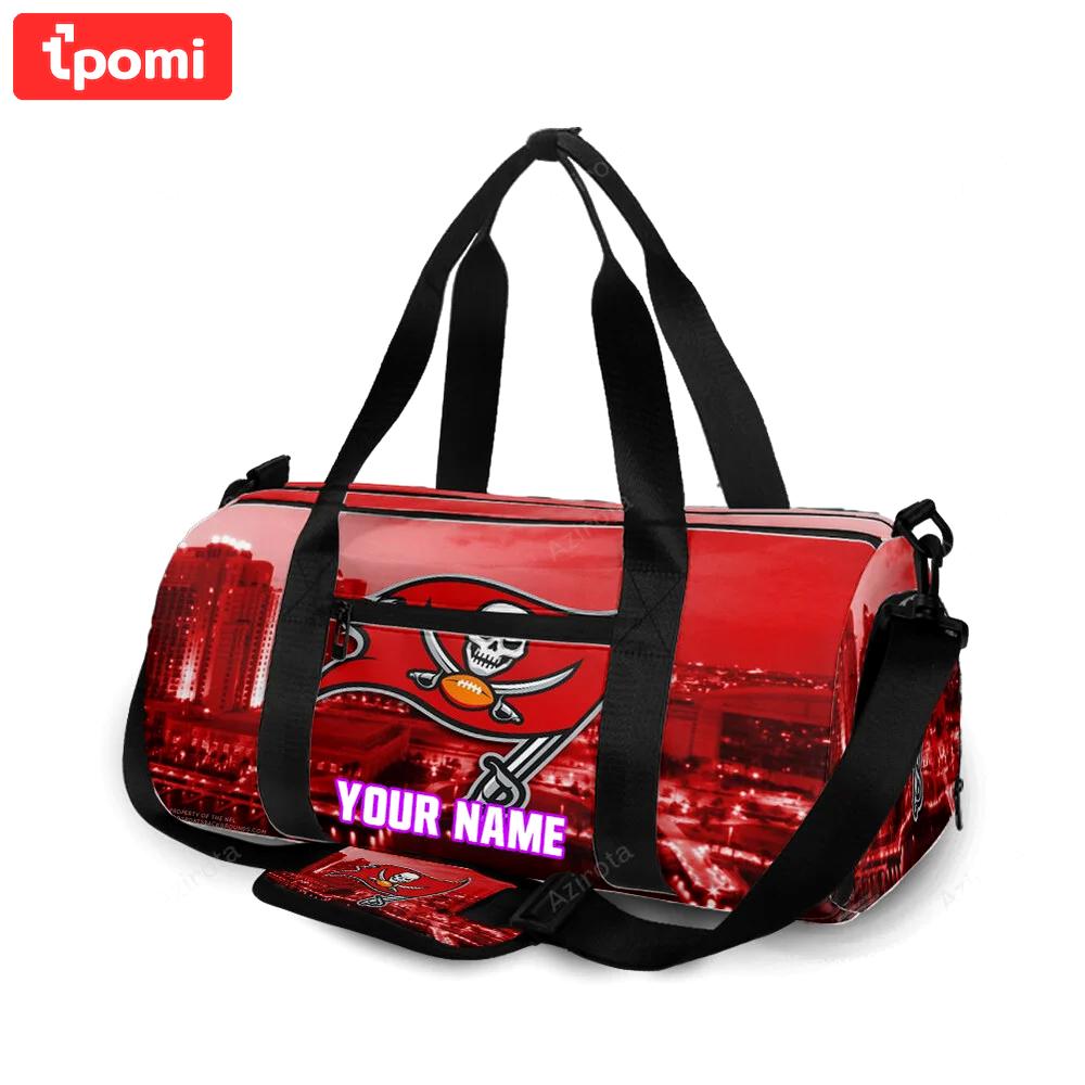 Tampa bay buccaneers emblem v4 personalized name travel bag gym bag 2615 Travel Bag