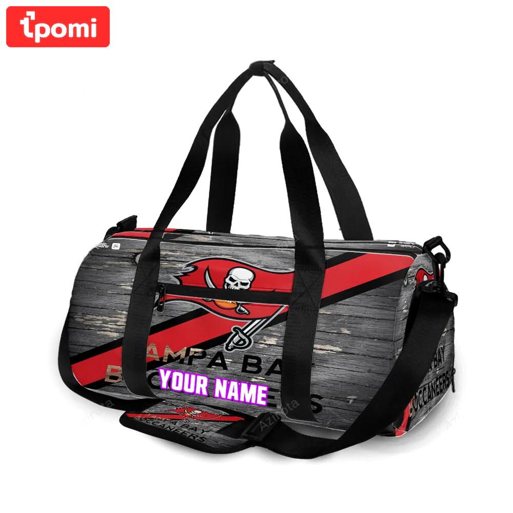 Tampa bay buccaneers emblem wooden v15 personalized name travel bag gym bag 2556 Travel Bag