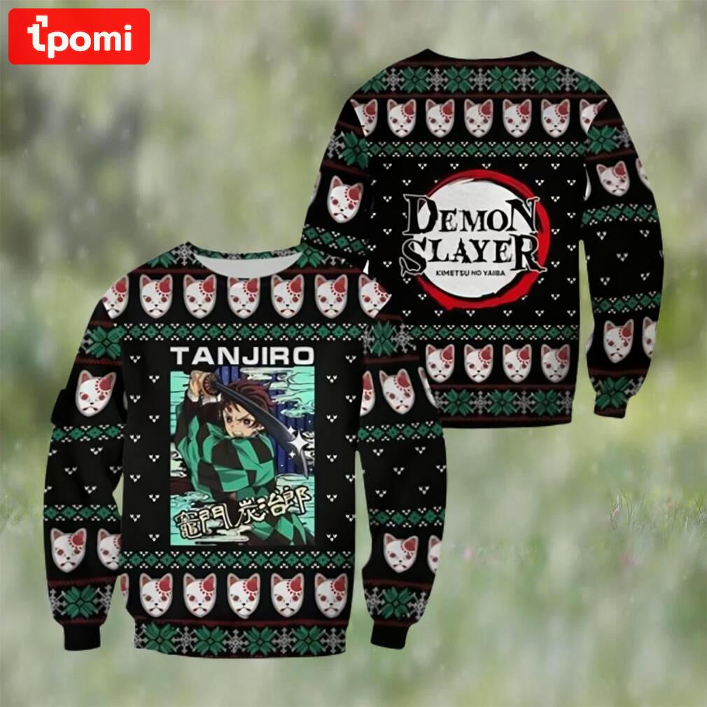 Tanjiro kamado ugly christmas sweater demon slayer anime xmas Christmas Ugly Sweater