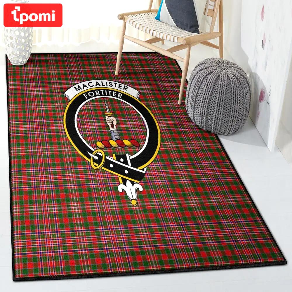 Tartan wool washable area rugs, macalister modern tartan clan badge rug Rectangle Rug