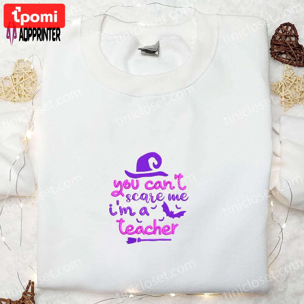 Teacher witch halloween embroidered sweatshirt – funny hoodie & gifts Embroidered Shirt