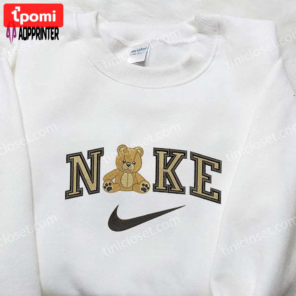 Teddybear x nike embroidered sweatshirt & cartoon shirt – nike inspired embroidery Embroidered Shirt