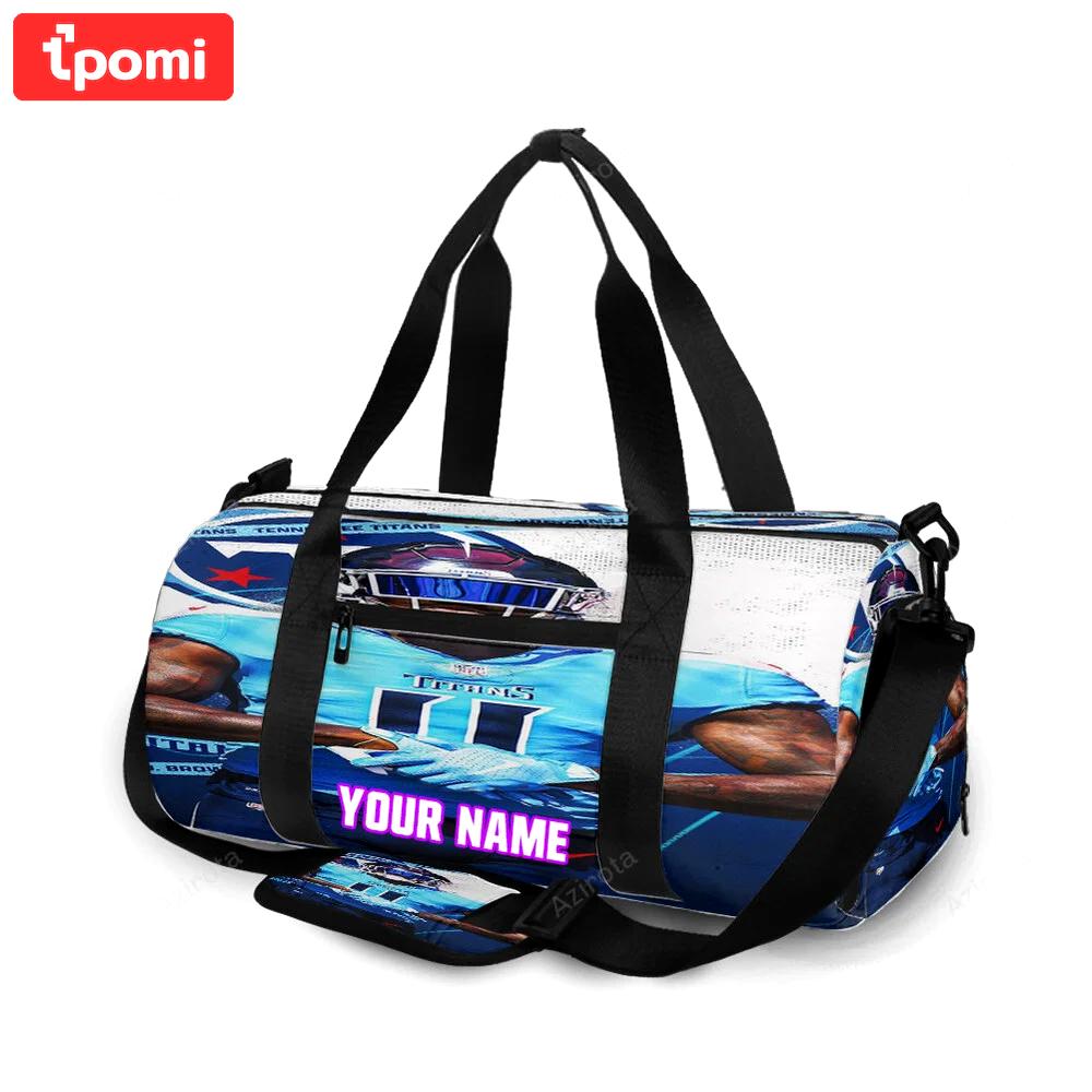 Tennessee titans a j brown2 personalized name travel bag gym bag 1095 Travel Bag