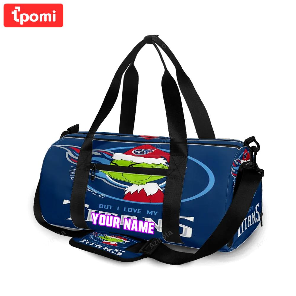 Tennessee titans grinch i hate people but i love my titans personalized name travel bag gym bag 1959 Travel Bag