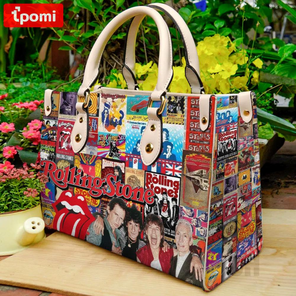 The rolling stones band lover leather bag for women gift 1975 Women Leather Hand Bag