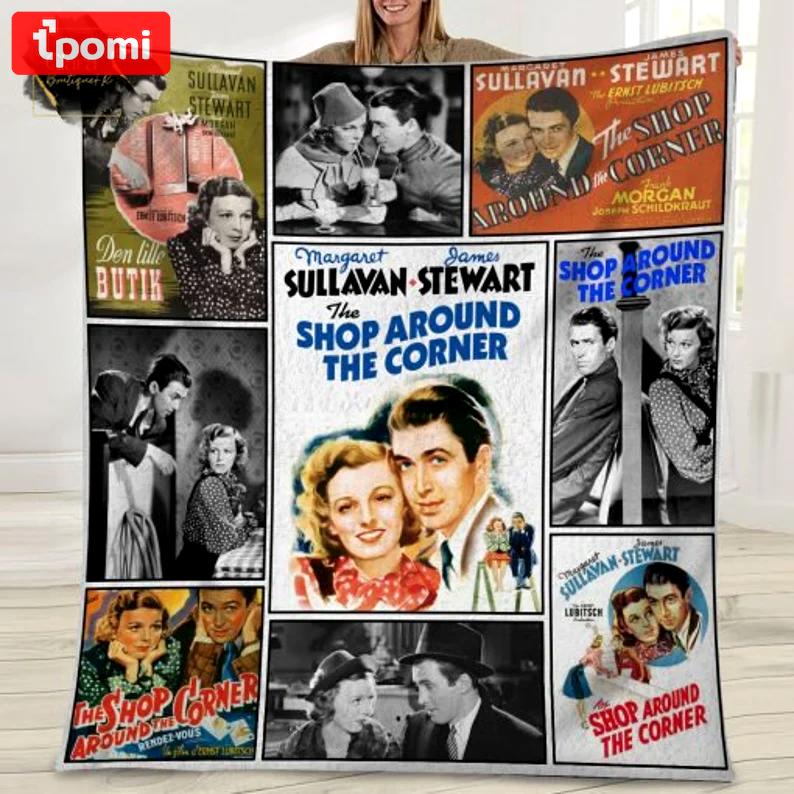 The shop around corner vintage 90s christmas funny movie fleece blanket, mink sherpa blanket, romantic comedy quilt, christmas gift Quilt Blanket