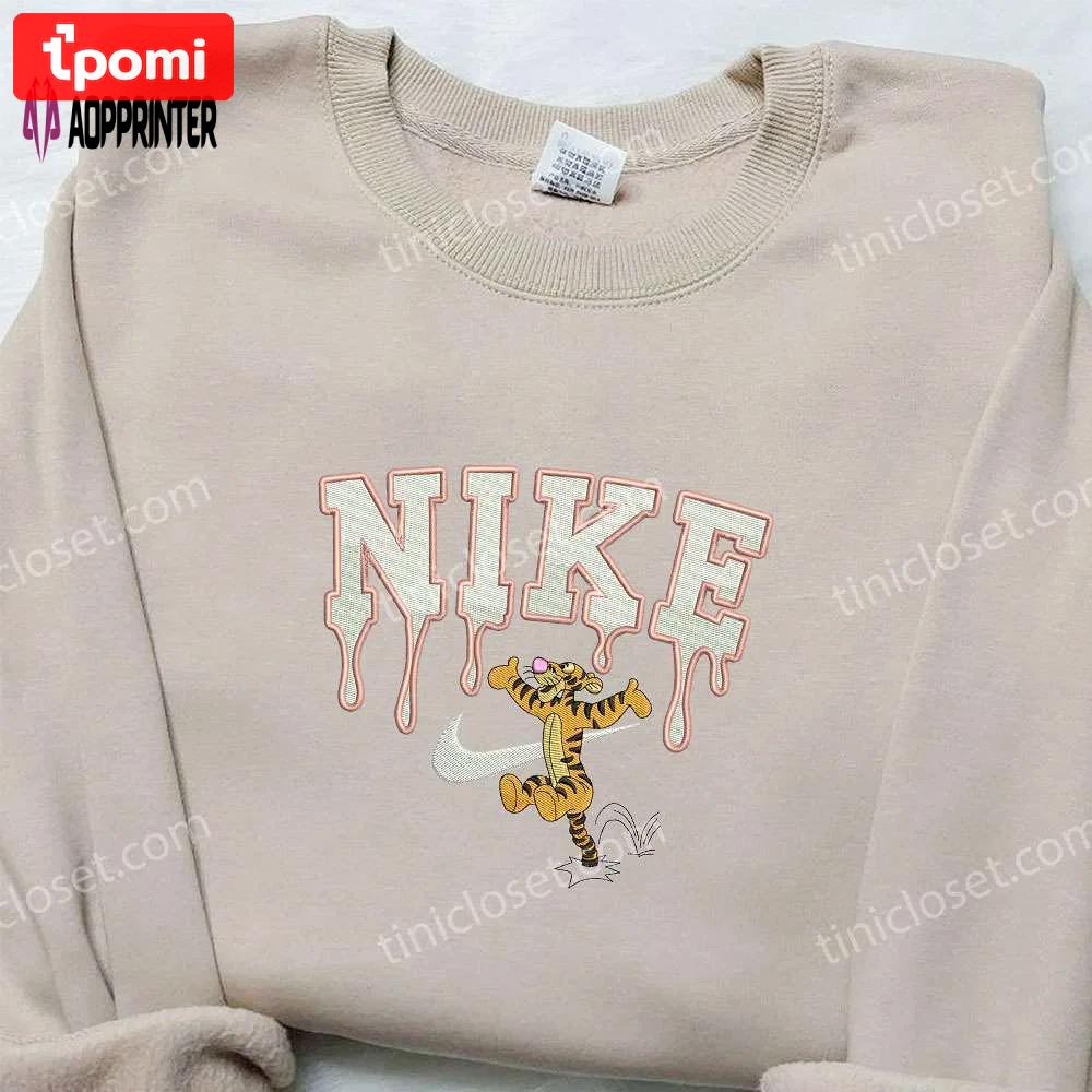 Tigger x nike embroidered sweatshirt winnie the pooh disney shirt nike inspired embroidery Embroidered Shirt