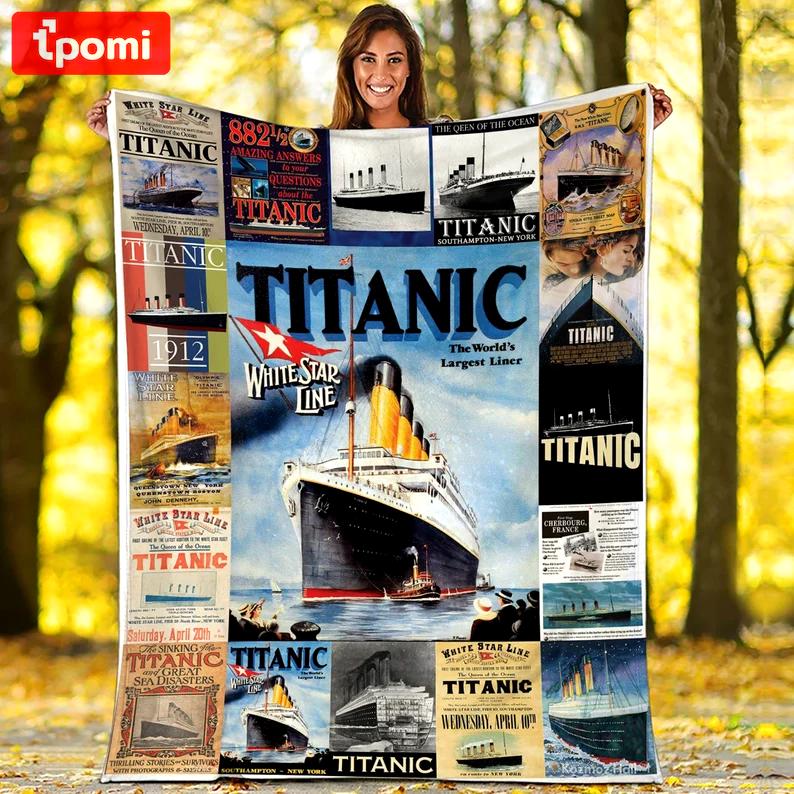 Titanic fleece blanket, titanic blanket, titanic white star line blanket, birthday gifts, christmas gifts Quilt Blanket