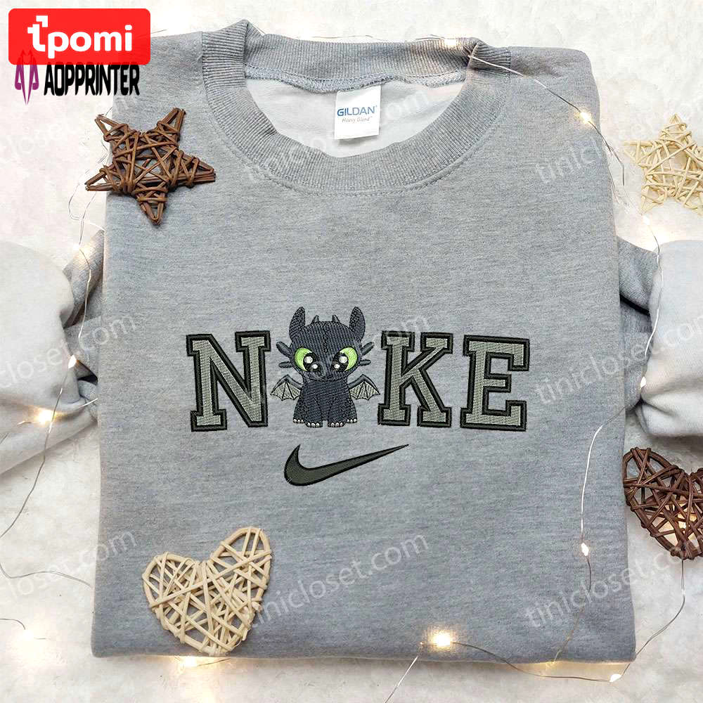 Toothless x nike embroidered shirt – how to train your dragon custom tee Embroidered Shirt