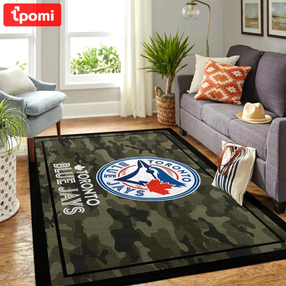 Toronto blue jays camo style area rug mlb baseball team logo carpet Rectangle Rug
