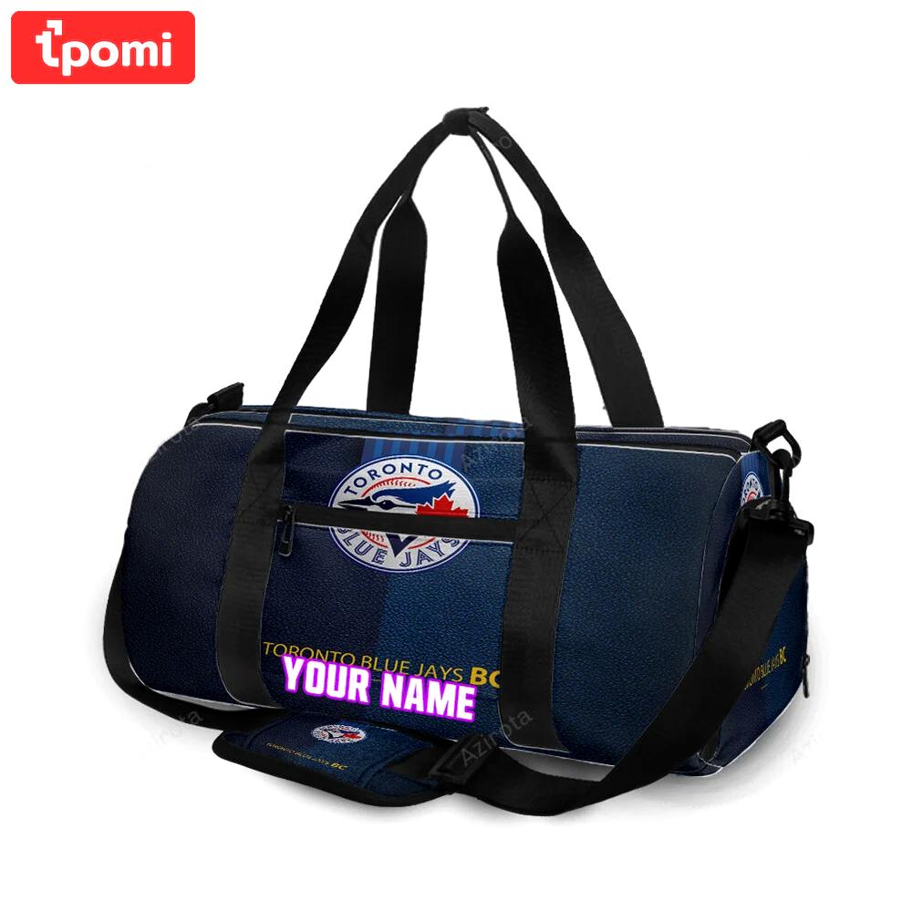 Toronto blue jays russell bird blue leather personalized name travel bag gym bag 2605 Travel Bag