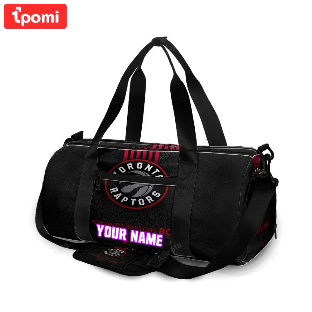 Toronto raptors red black leather personalized name travel bag gym bag 2426 Travel Bag