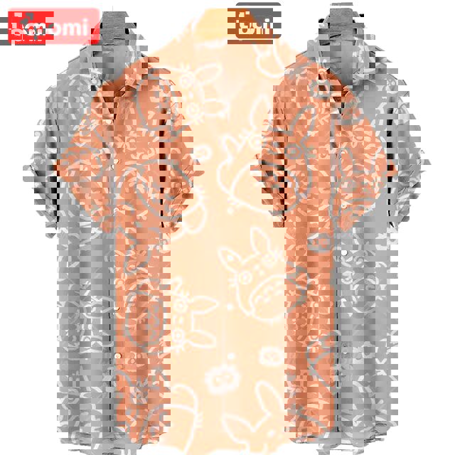 Totoro and friends shirt orange hawaiian shirt Hawaii Shirt Shorts & Flip Flops