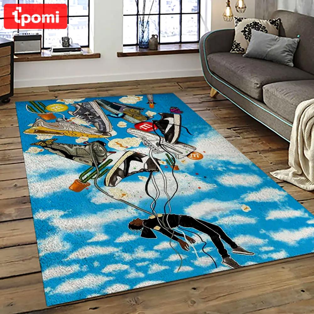 Travis scott rapper hiphop music retangle carpet area rug home decor best gift for fan and friends tst8 Rectangle Rug