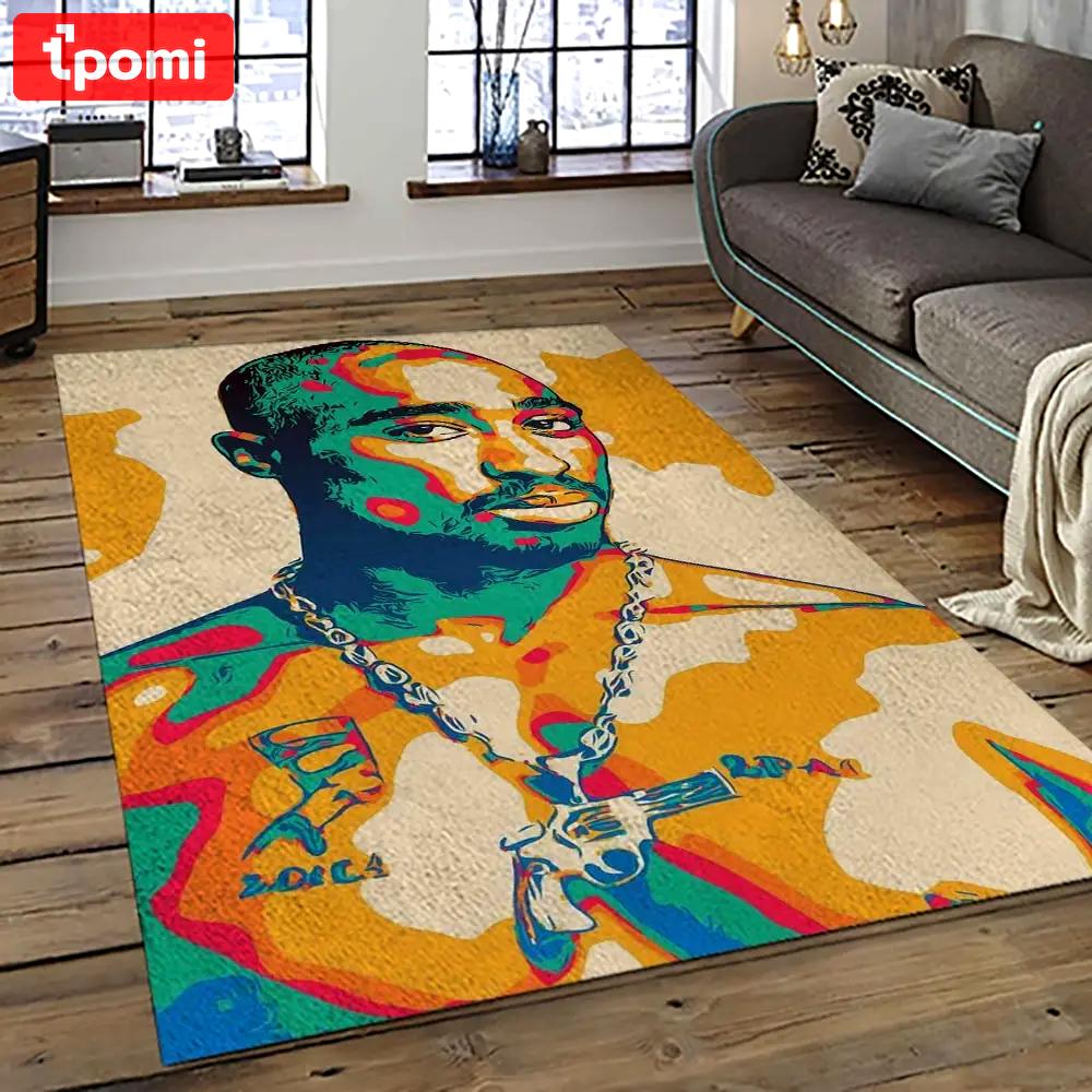 Tupac shakur rapper hiphop music rap carpet area rug home decor gift for fans gift for friends ts27 Rectangle Rug