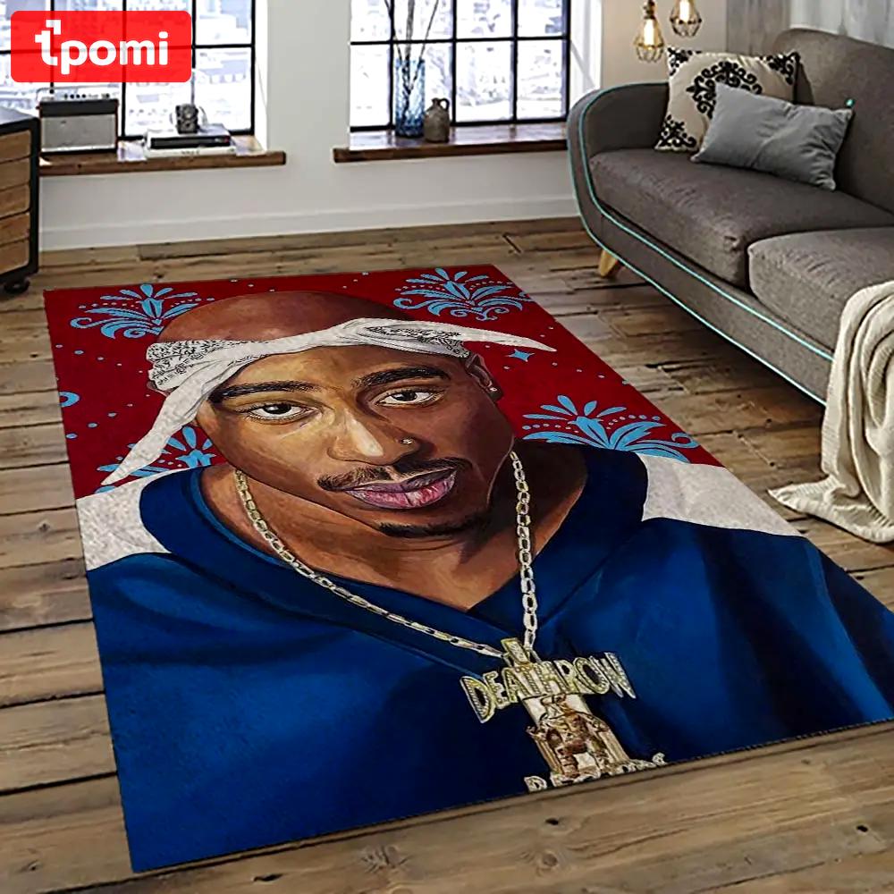 Tupac shakur rapper hiphop music rap carpet area rug home decor gift for fans gift for friends ts52 Rectangle Rug