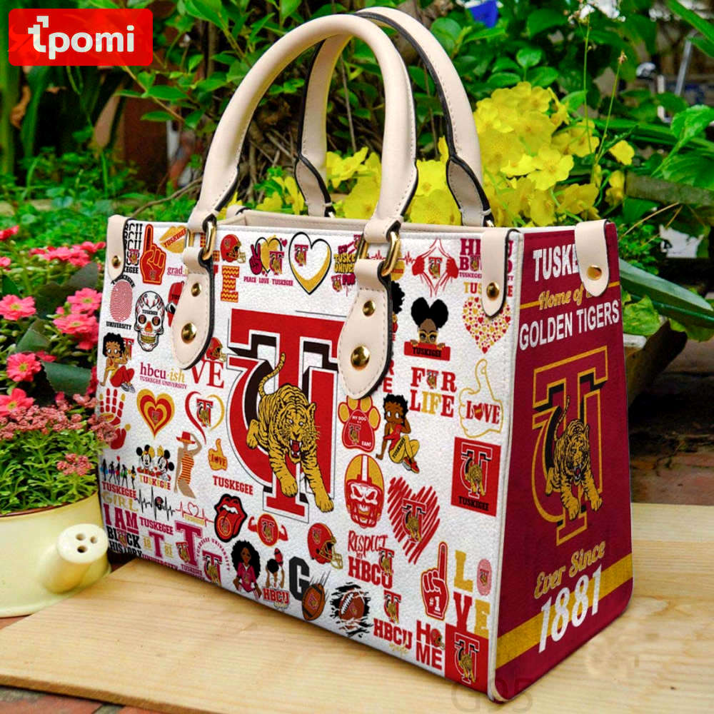 Tuskegee golden tigers leather handbag gift for women 4178 Women Leather Hand Bag
