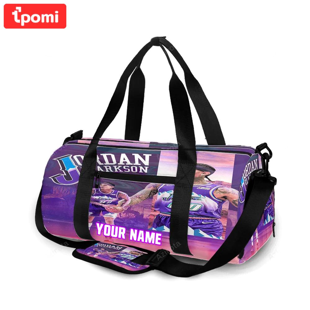 Utah jazz 00 jordan clarkson v38 personalized name travel bag gym bag 2514 Travel Bag
