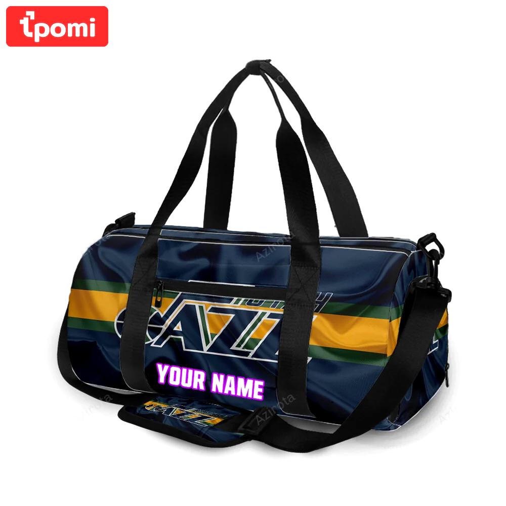 Utah jazz emblem v6 personalized name travel bag gym bag 2598 Travel Bag