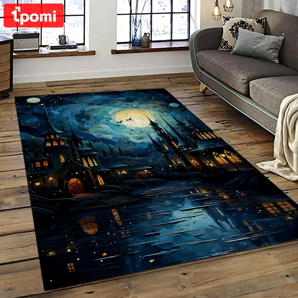 Van gogh starry night harry potter cartoon movie carpet rectangle area rug for room decor vhp10 Rectangle Rug