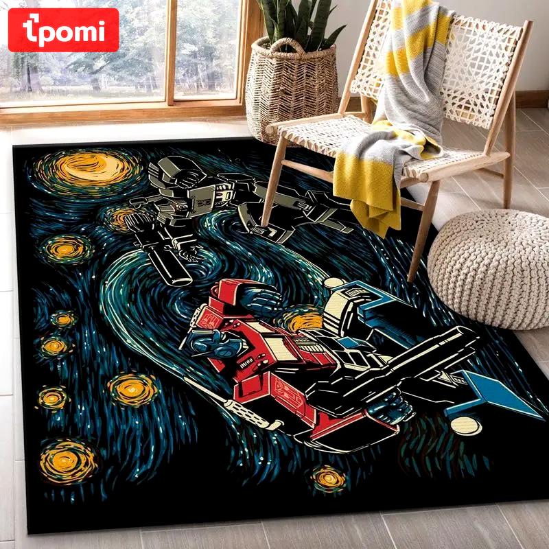 Van gogh starry night optimus prime vs megatron transformer area rug Rectangle Rug