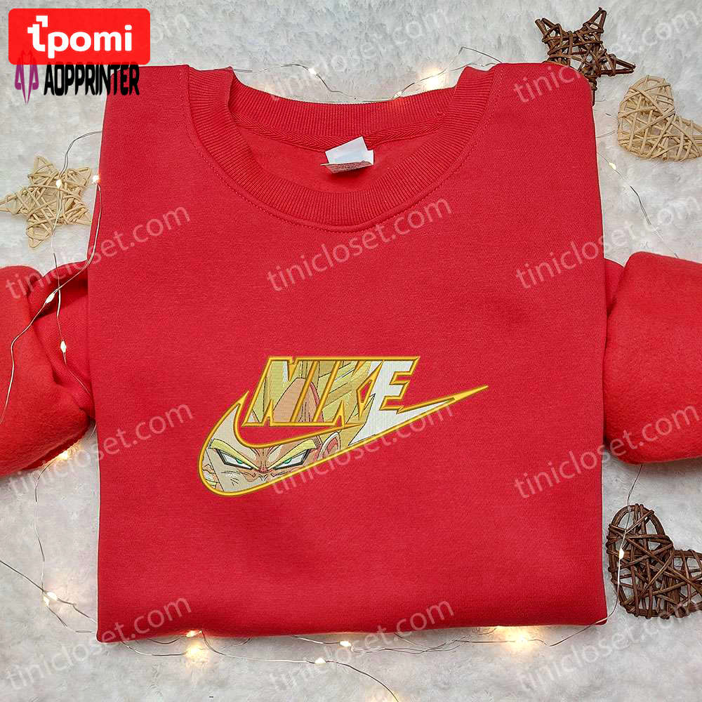 Vegeta super saiyan 2 x nike anime embroidered shirt – dragon ball & nike inspired Embroidered Shirt
