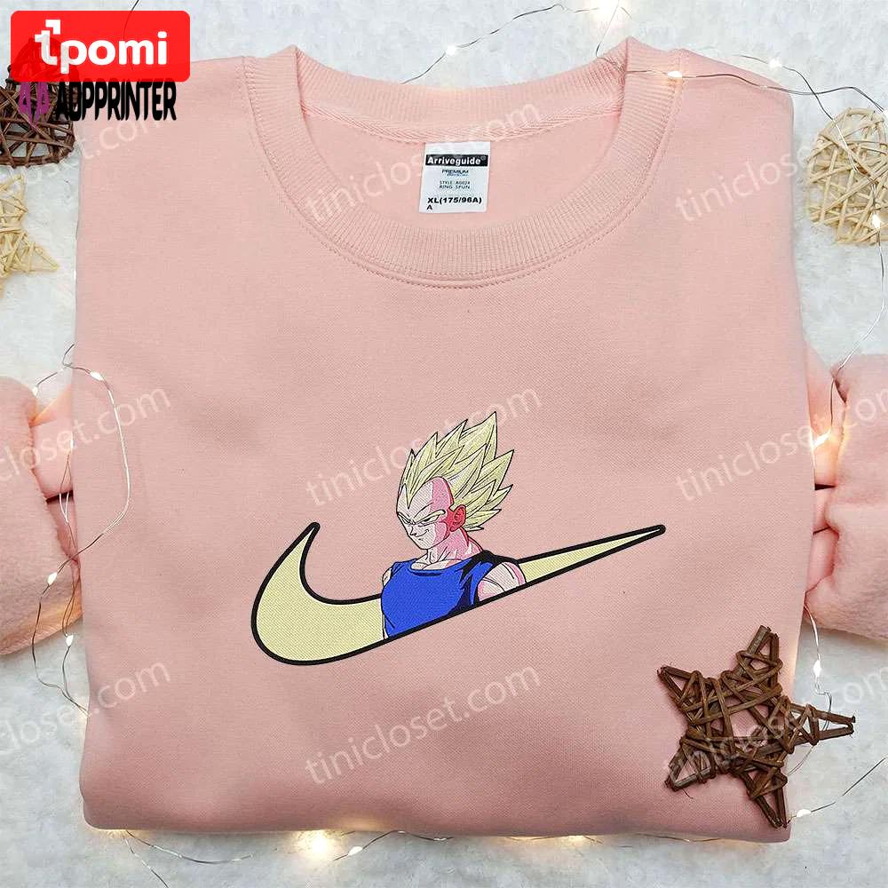 Vegeta super saiyan x nike swoosh anime hoodie dragon ball embroidered shirt nike inspired shirt Embroidered Shirt