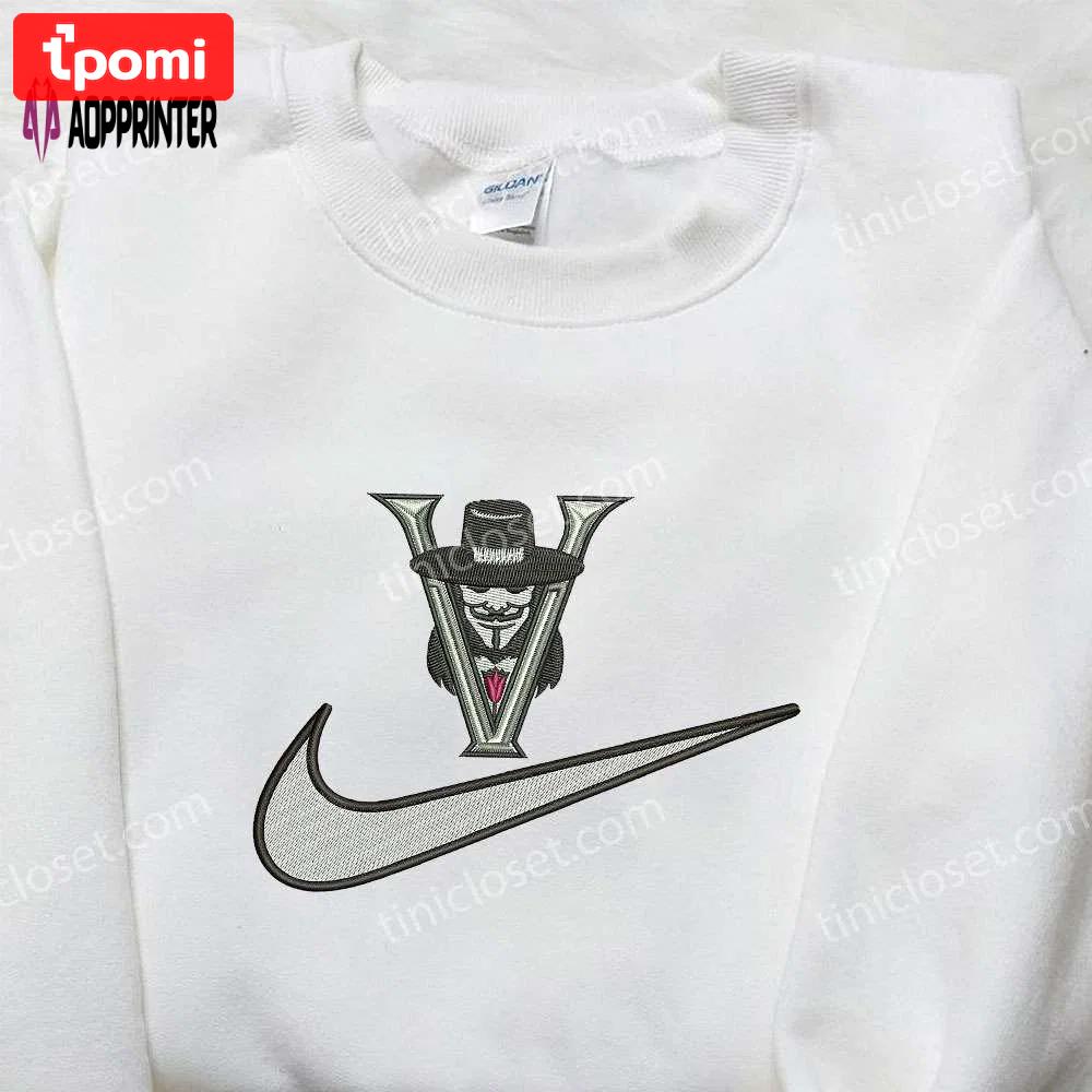 Vendetta x nike hoodie & embroidered shirts: movie-inspired nike swoosh collection Embroidered Shirt