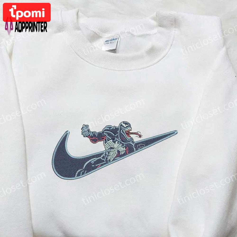 Venom x nike embroidered hoodie & movie characters shirt nike inspired embroidery Embroidered Shirt