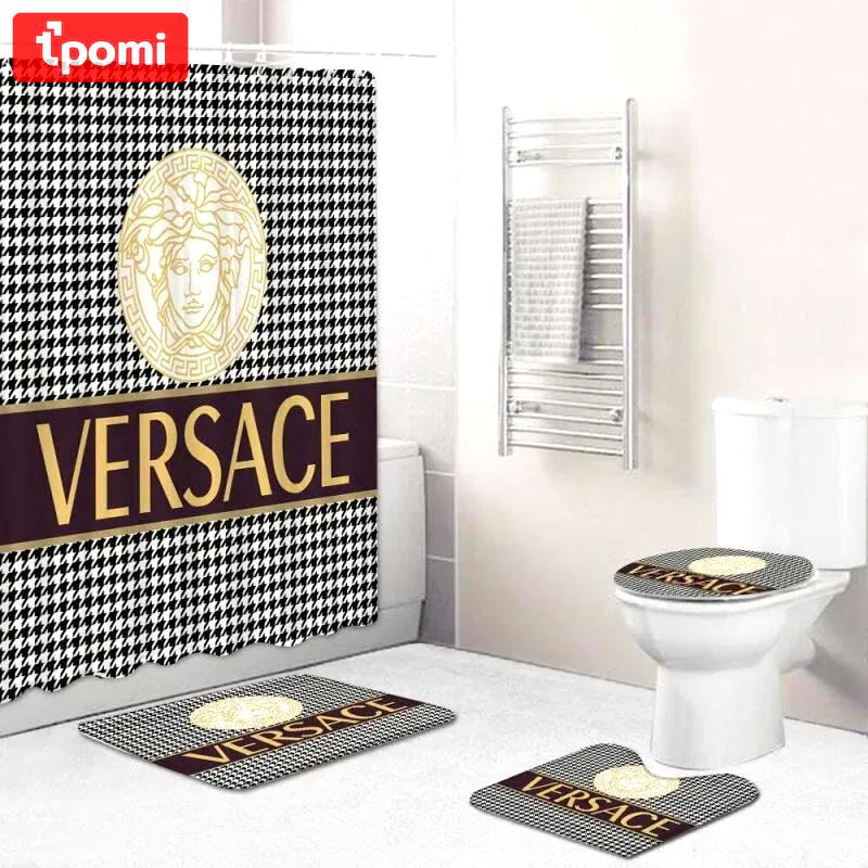Versace - style bathroom set luxury fashion brand hypebeast bath mat home decor Bathroom Set