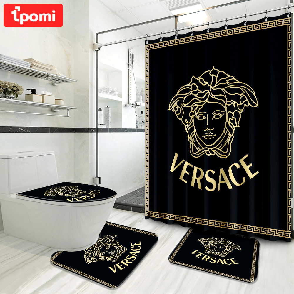 Versace black goden logo luxury brand premium bathroom set home decor Bathroom Set