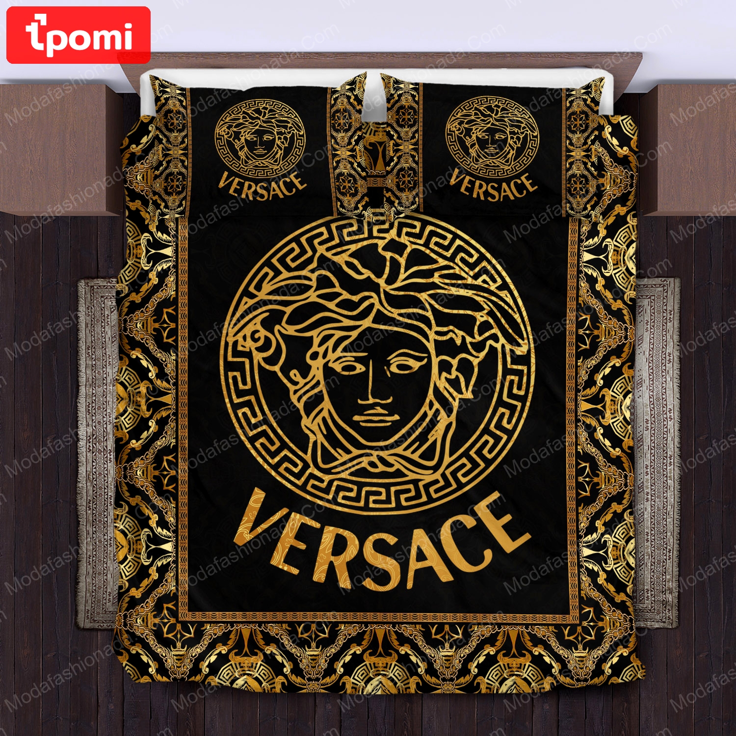 Versace logo type 2206 Bedding Sets home decor sheets hyperbeast Bedroom bedclothes covers bed linen blankets luxury ideas premium fashion brand duvet bedspread