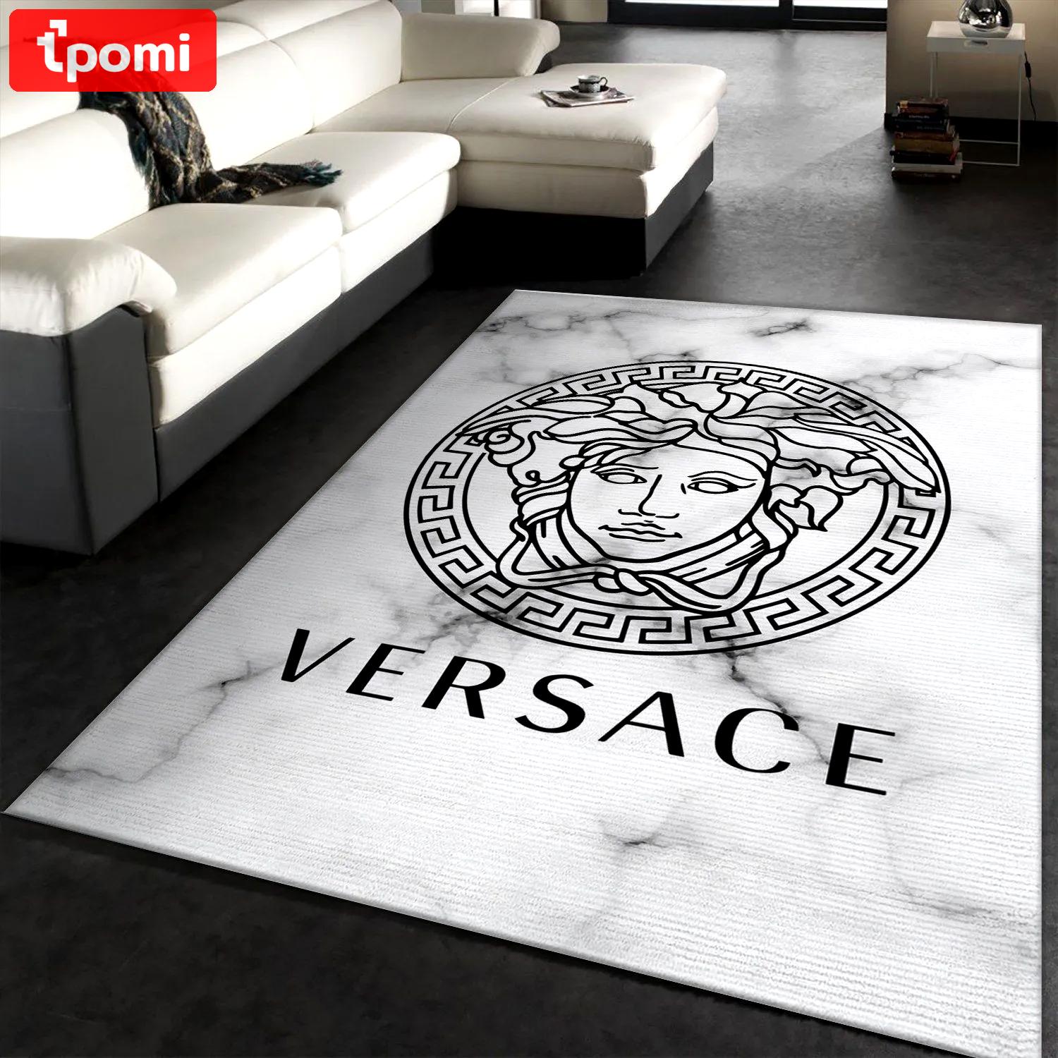 Versace logo type 416. Upgrade Your Living Room with Luxury Home Decor: Area Carpets, Floor Decor, Door Mats, and Hot Gift Items with style a High-End Fashion Brand Rectangle Rug